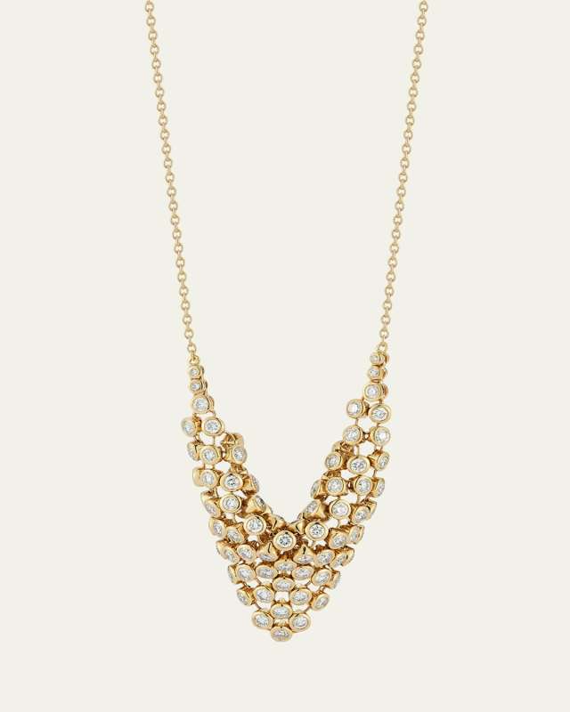 Large Diamond Bias Pendant Necklace, 22"L